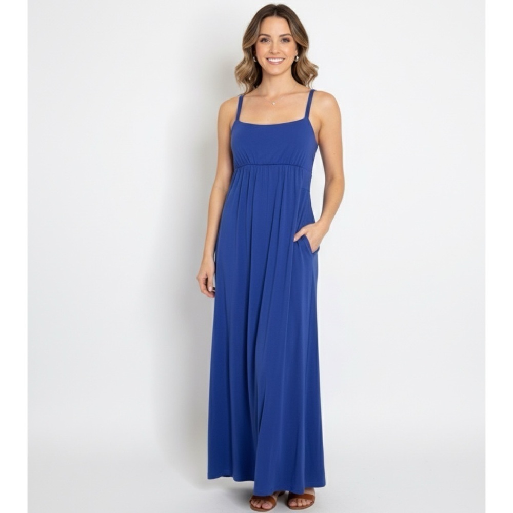 Susana Monaco Y2K Blue Spaghetti Strap Maxi Dress Size Small